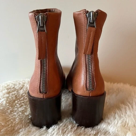 Dolce Vita Cyan Cognac Leather Ankle Booties - Picture 8 of 16